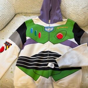 Disney Buzz Lightyear Green White Purple Hooded Zip-Up Sweatshirt